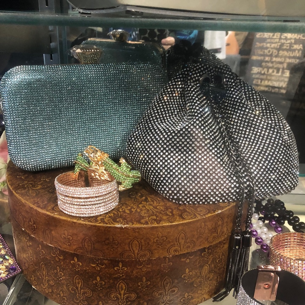 Black Crystal Bucket Bag